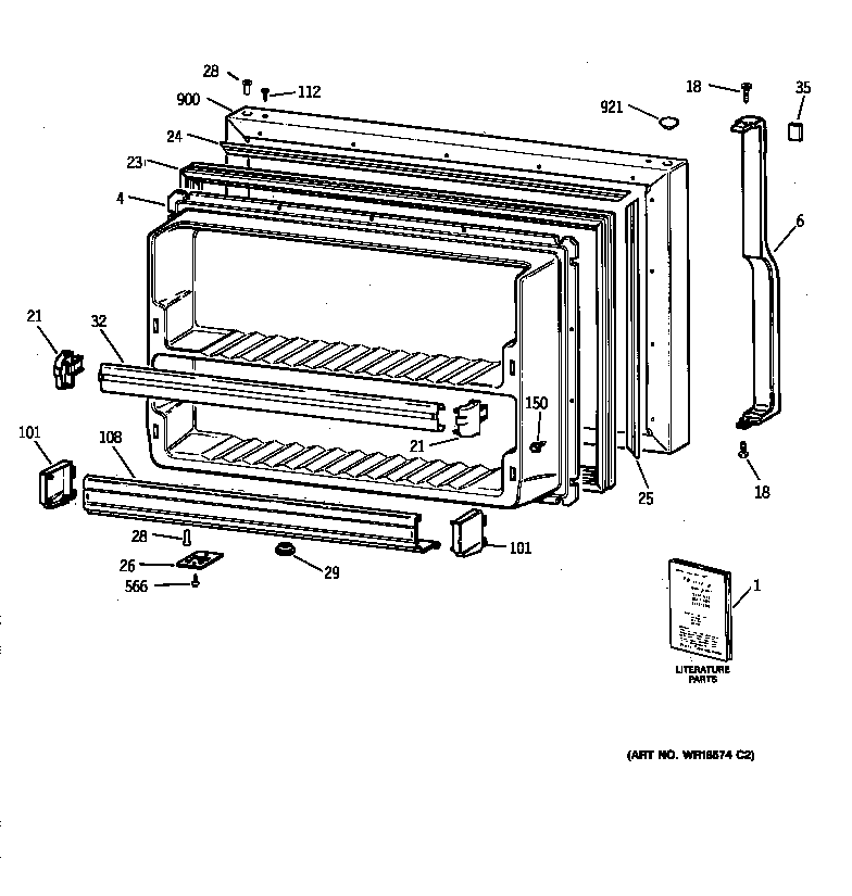GE TBX19FIBKRAA freezer door diagram