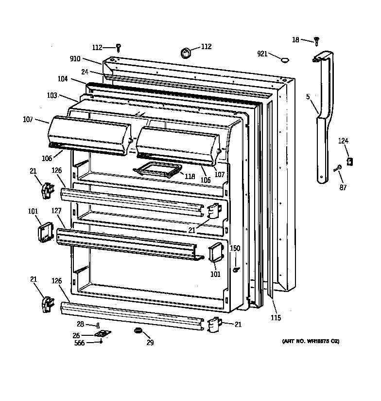 GE TBX19FIBKRAA fresh food door diagram