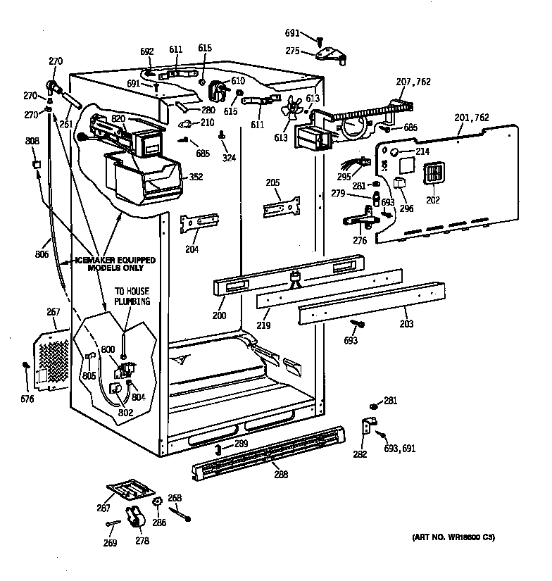 GE TBX19FIBKRAA cabinet diagram