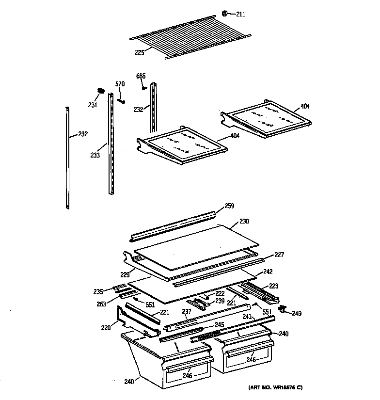 GE TBX19FIBKRAA shelf parts diagram