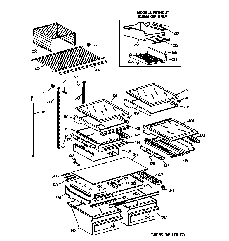 GE TBX22PIBLRBB shelf parts diagram