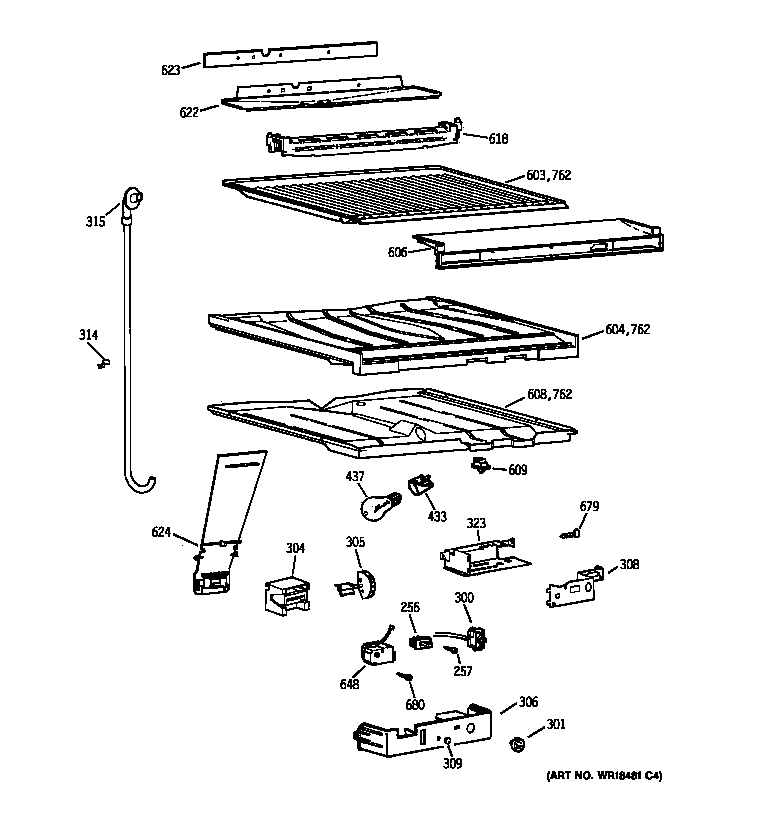 GE TBX22PIBLRBB compartment separator parts diagram