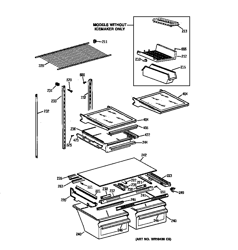 GE TBX24JIBLRAA shelf parts diagram