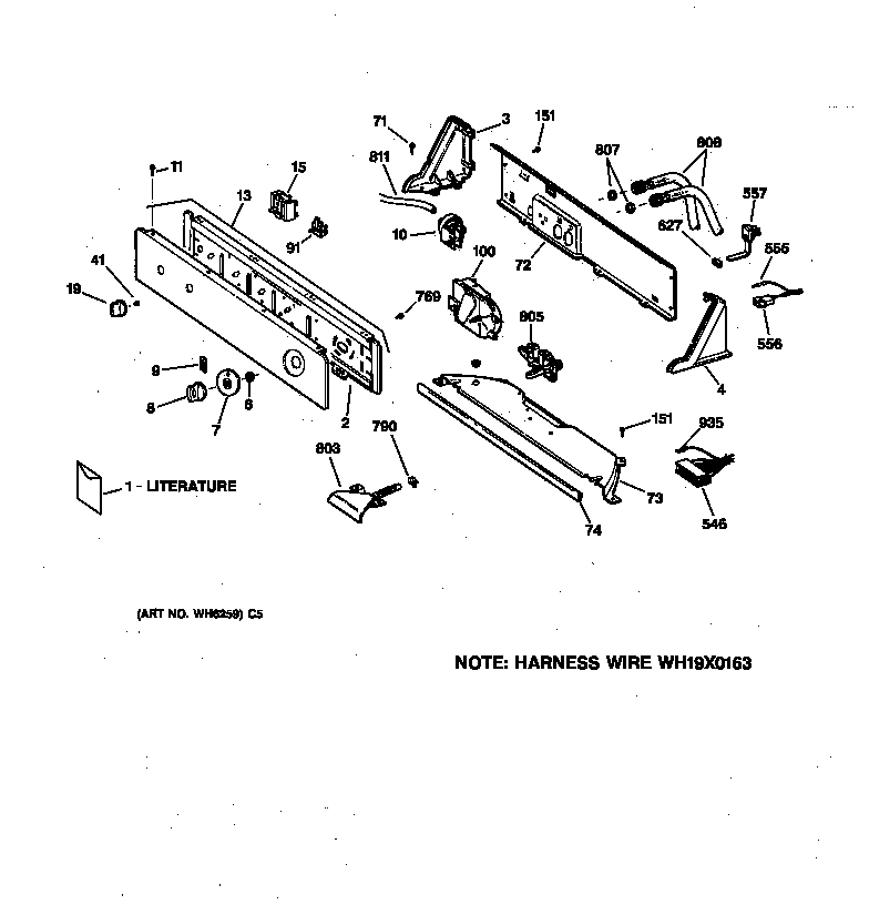 GE WKSR2100TBAA controls & backsplash diagram