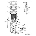 GE WKSR2100TBWW tub, basket & agitator diagram