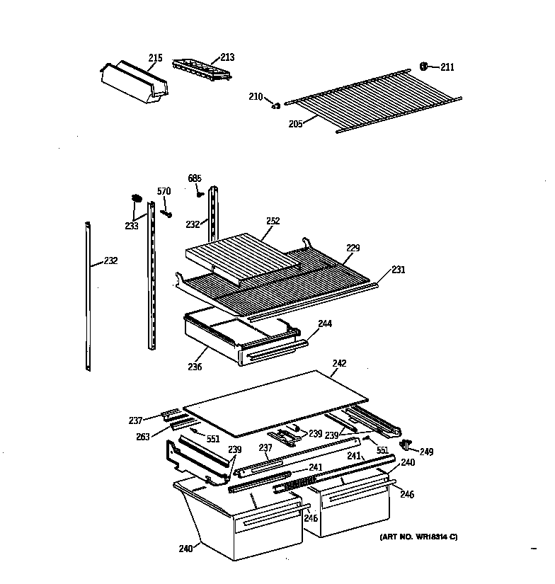 GE TBX21TAYARAA shelf parts diagram