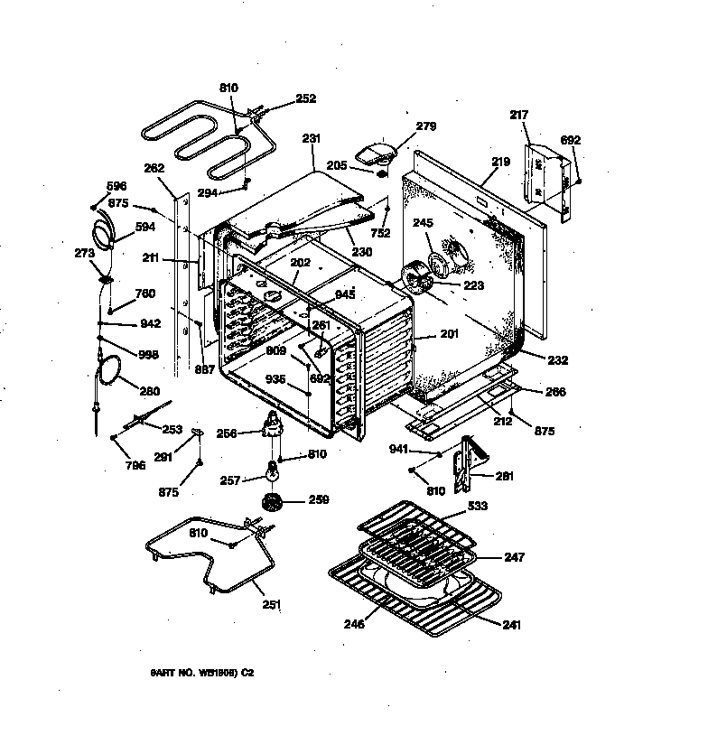 GE JTP54GV2BB upper body parts diagram