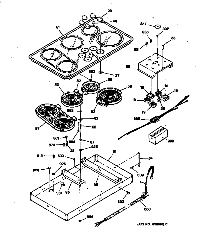 GE ZEU669V1WW electric cooktop diagram