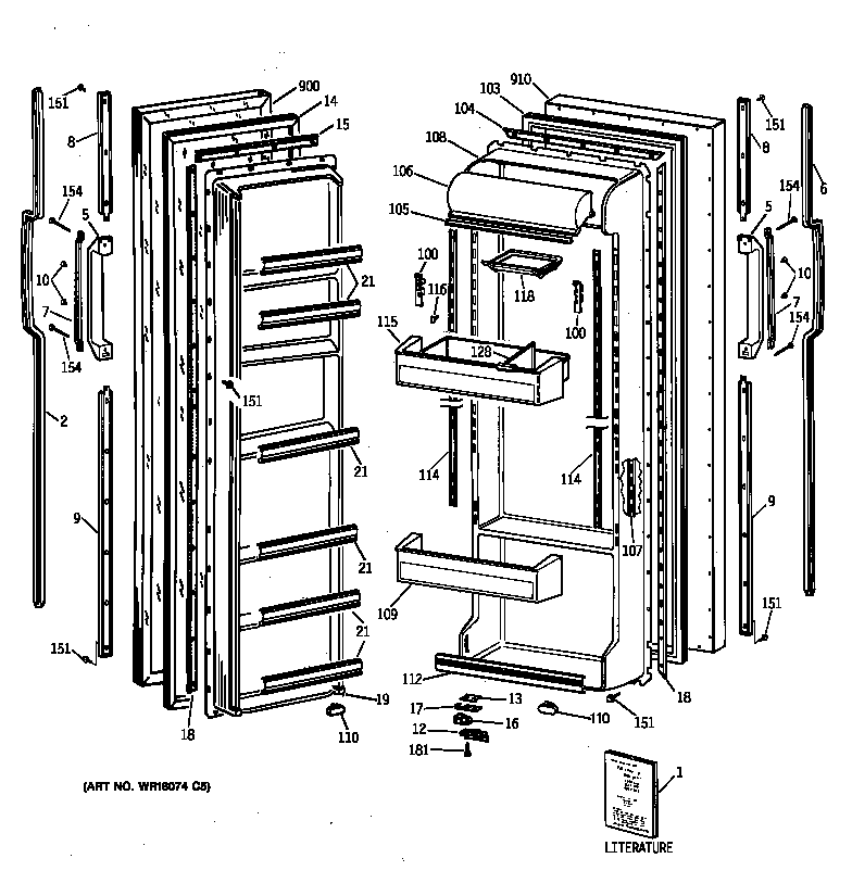 GE TFJ22JAXAWW doors diagram