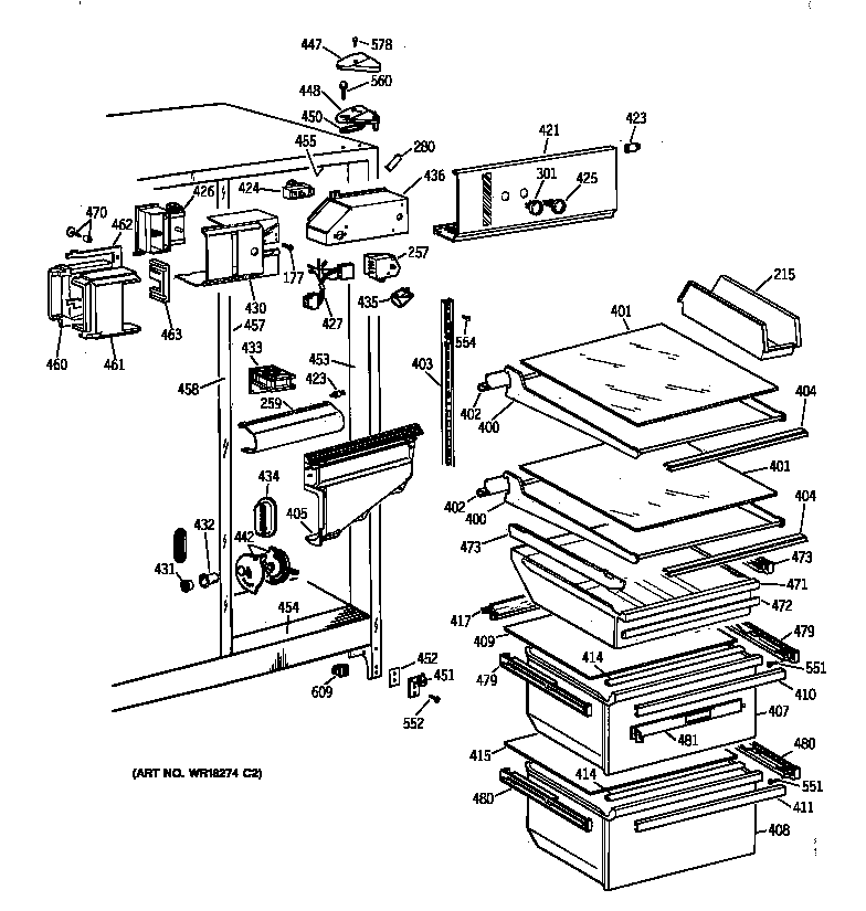 GE TFJ22JAXAWW fresh food section diagram