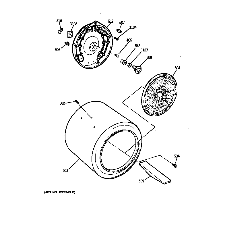 GE DDSR475ET2WW drum diagram