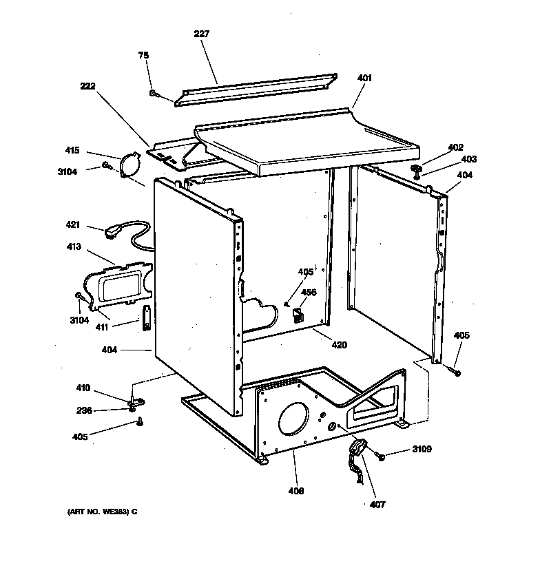 GE DPSQ475GT2AA cabinet diagram