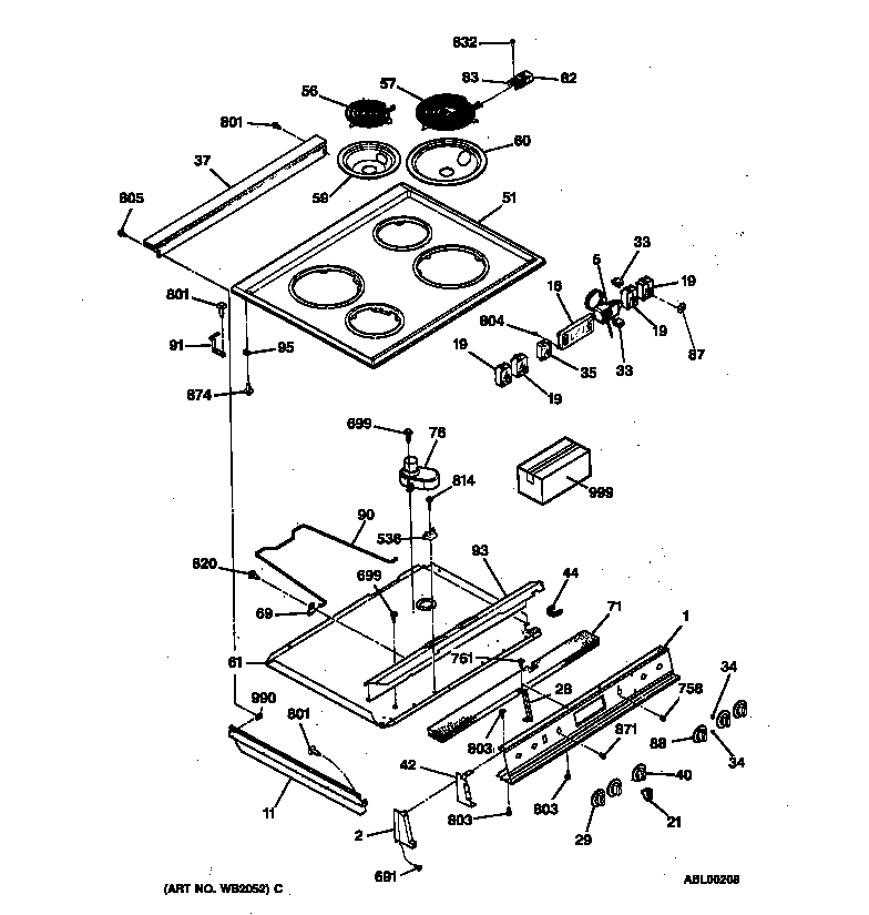 GE JSS16PW1AD cooktop diagram