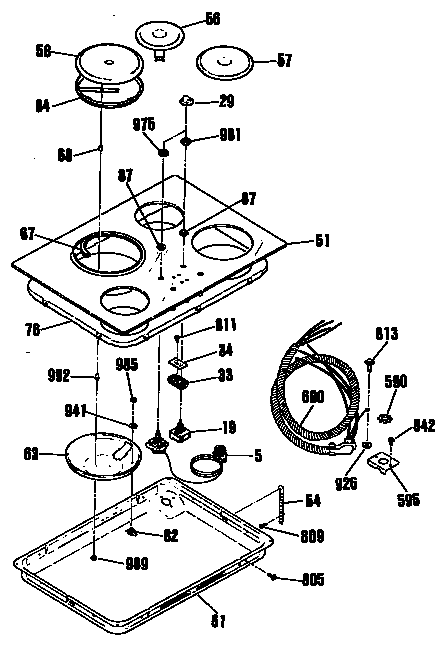 GE JP330P1 electric cooktop diagram