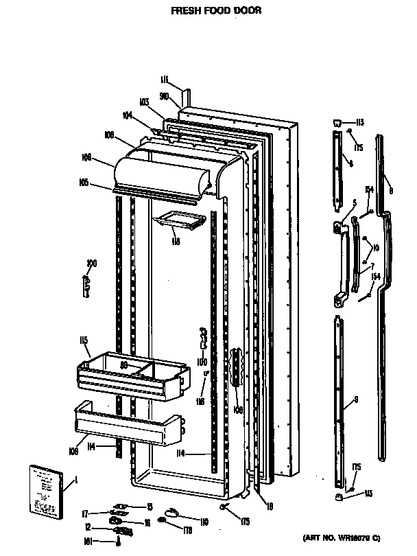 GE TFX27ZRSAAD fresh food door diagram