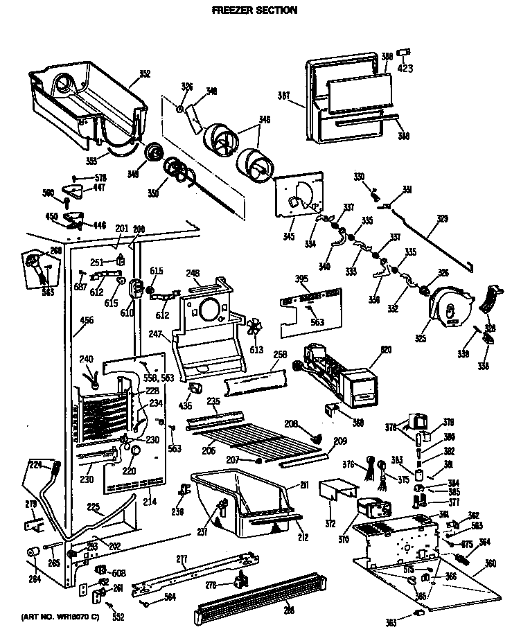 GE TFX27ZRSAAD freezer section diagram
