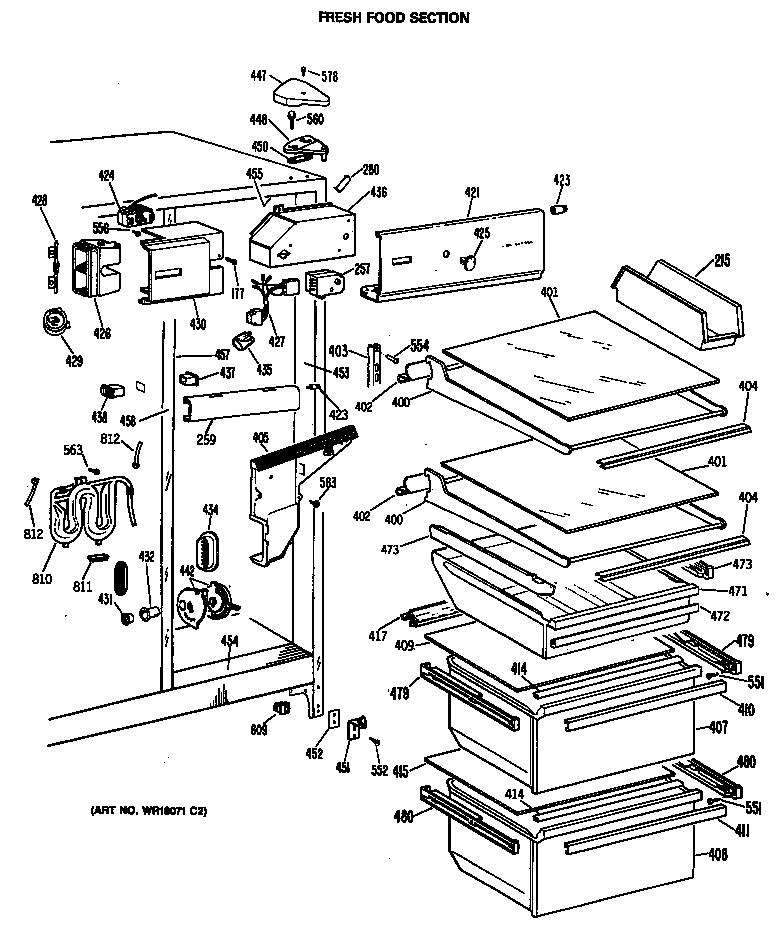 GE TFX27ZRSAAD fresh food section diagram
