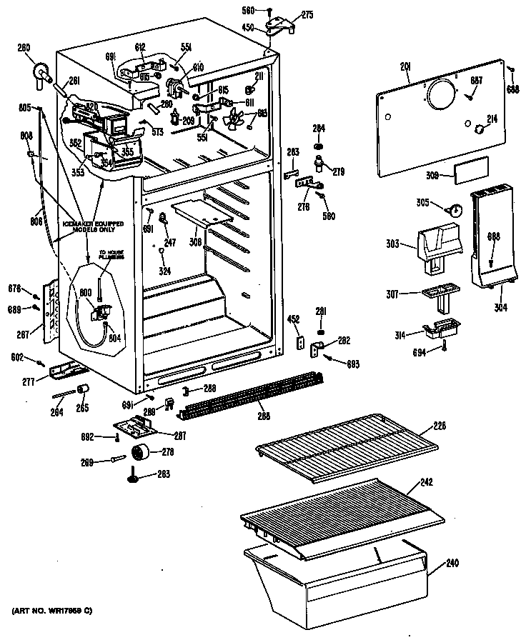 GE TBX16SISDLWH cabinet diagram