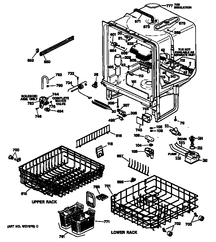 GE GSD1425T62BA cabinet/racks diagram