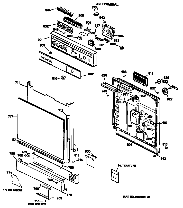 GE GSD850T-62 door diagram