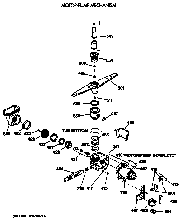 GE GSD850T-62 motor-pump mechanism diagram