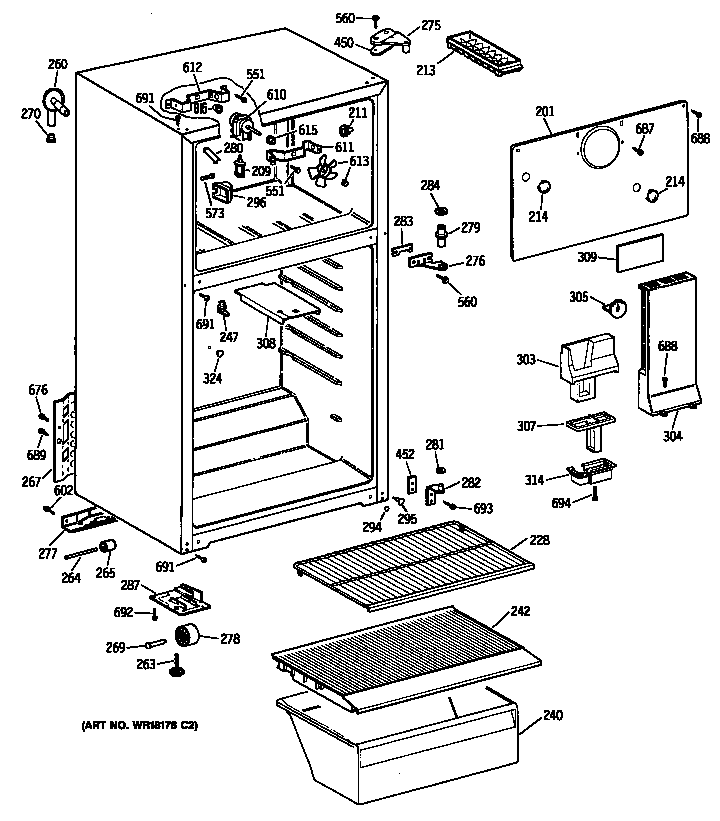 GE TBX14AYTBRAD cabinet diagram