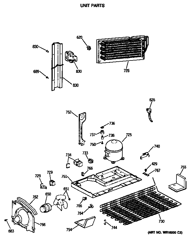 GE TBX19MASSRWH unit parts diagram