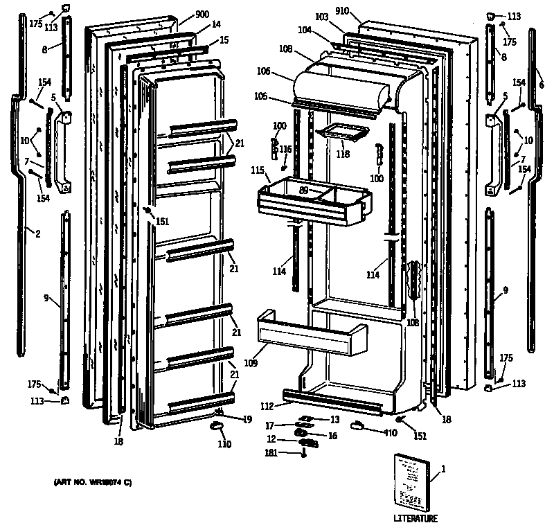 GE TFG22ZATCWH doors diagram