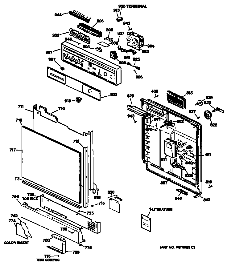 GE GSD1222V62BB door diagram