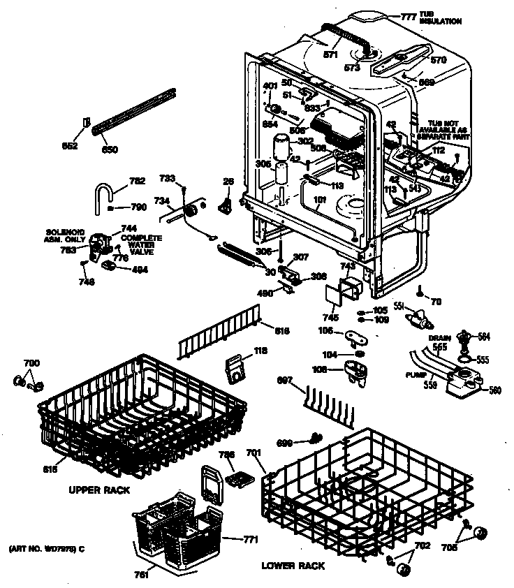 GE GSD1222V62BB cabinet/racks diagram