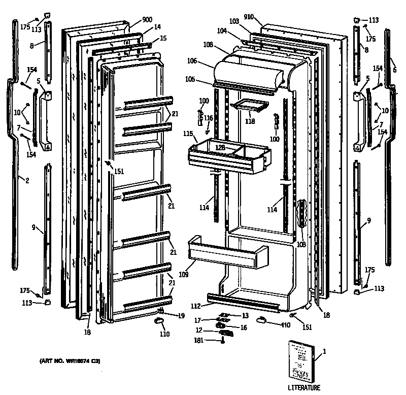 GE TFK22ZATCAD doors diagram