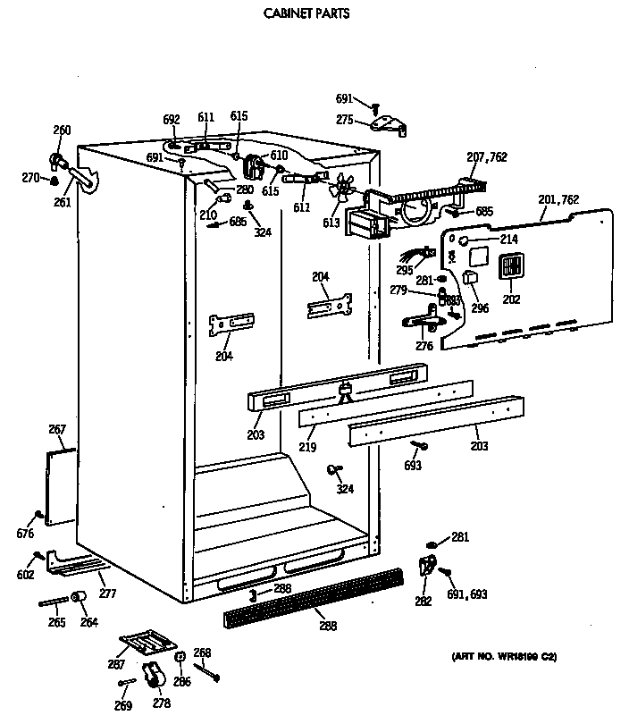 GE TBE18DASSRAD cabinet parts diagram