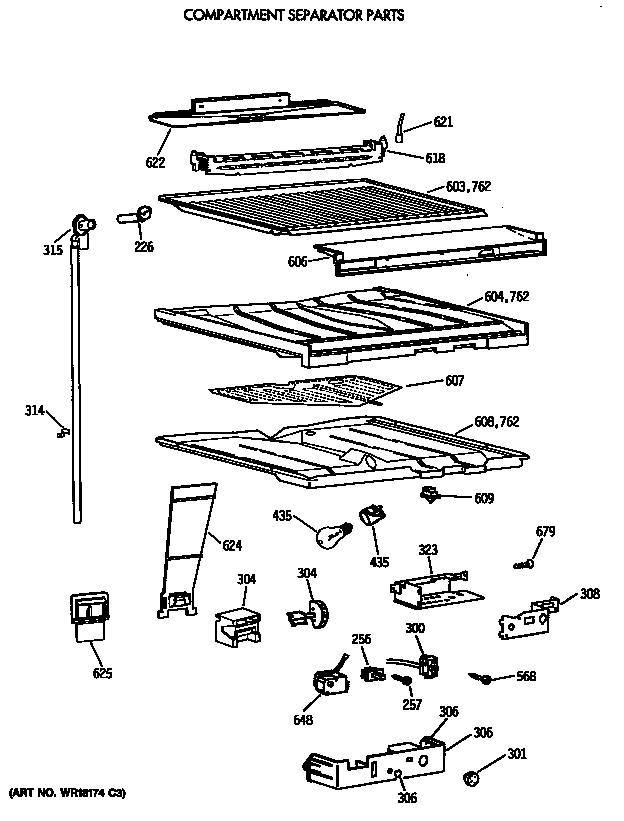 GE TBE18DASTRWH compartment separator parts diagram