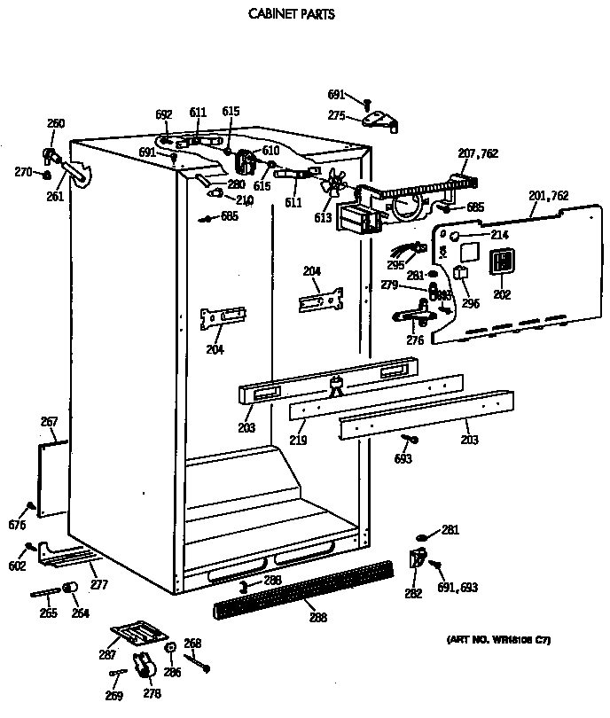 GE TBE21JASTRAD cabinet parts diagram