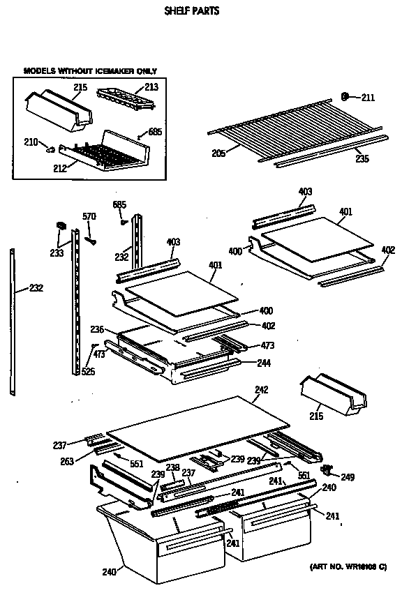 GE TBE21JASTRAD shelf parts diagram