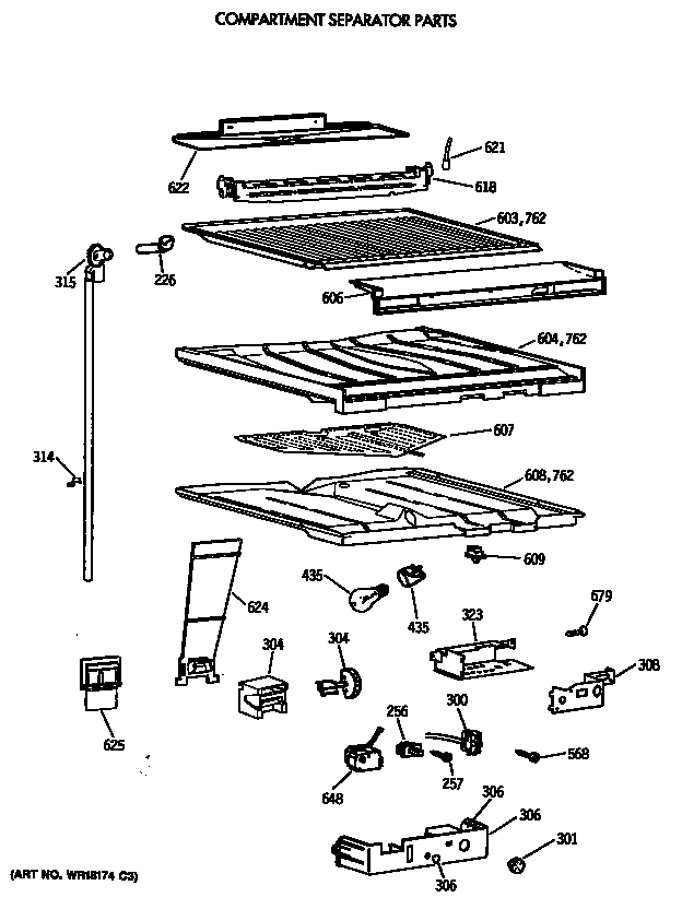 GE TBE21JASTRAD compartment separator parts diagram