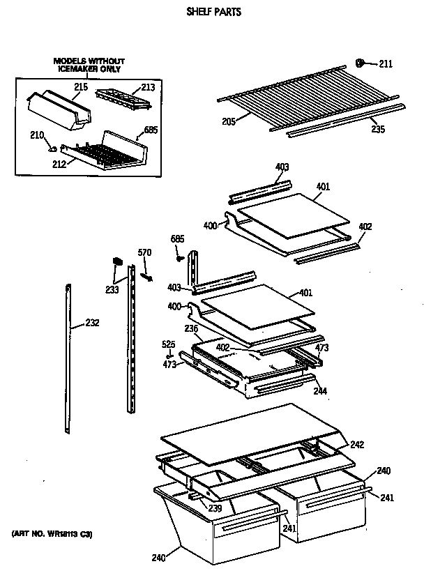 GE TBH18JATNRAD shelf parts diagram