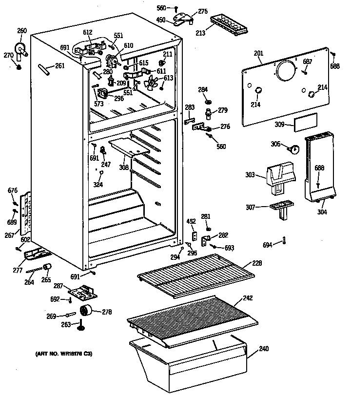 GE TBX14AYTDRWH cabinet diagram