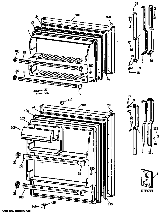 GE TBX16SITDLAD doors diagram