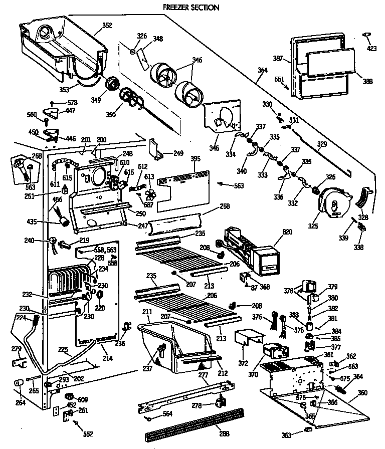GE TFA24RMA freezer section diagram