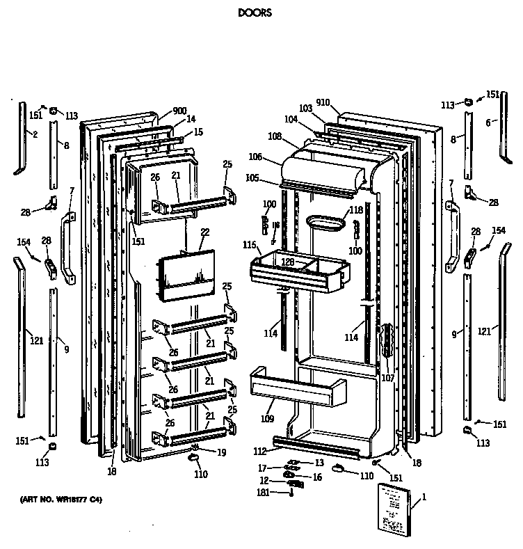 GE TFZ24PAXAWW doors diagram