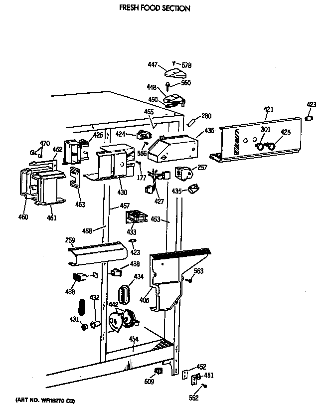 GE TFZ24PAXAWW fresh food section diagram