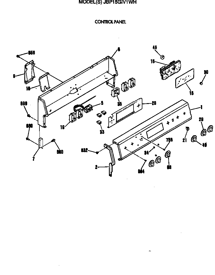 GE JBP15GIV1WH control panel diagram
