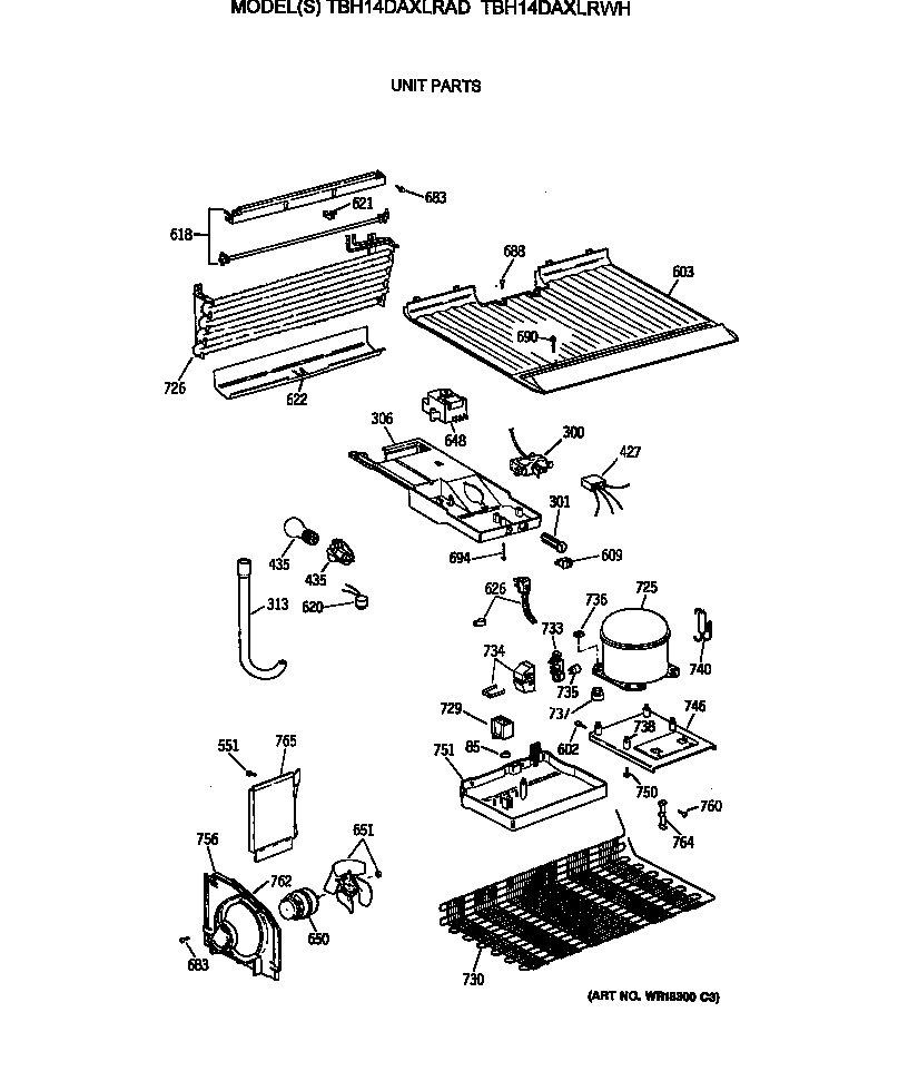 GE TBH14DAXLRAD unit parts diagram