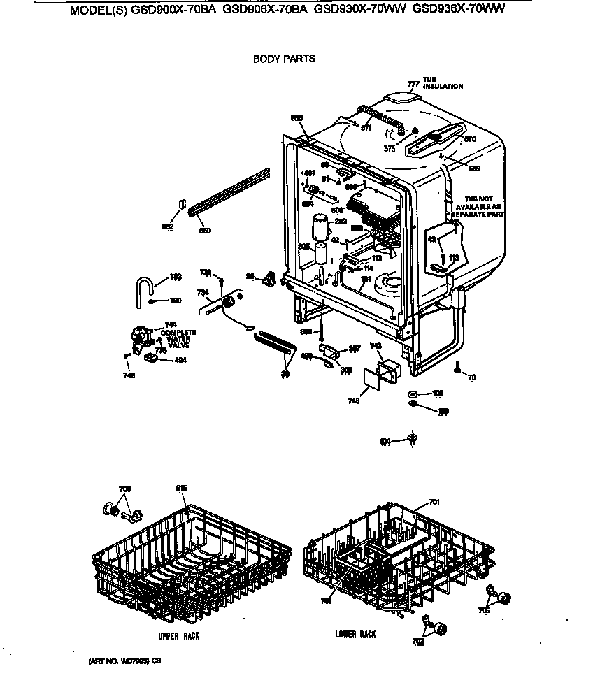 GE GSD906X-70BA body parts diagram