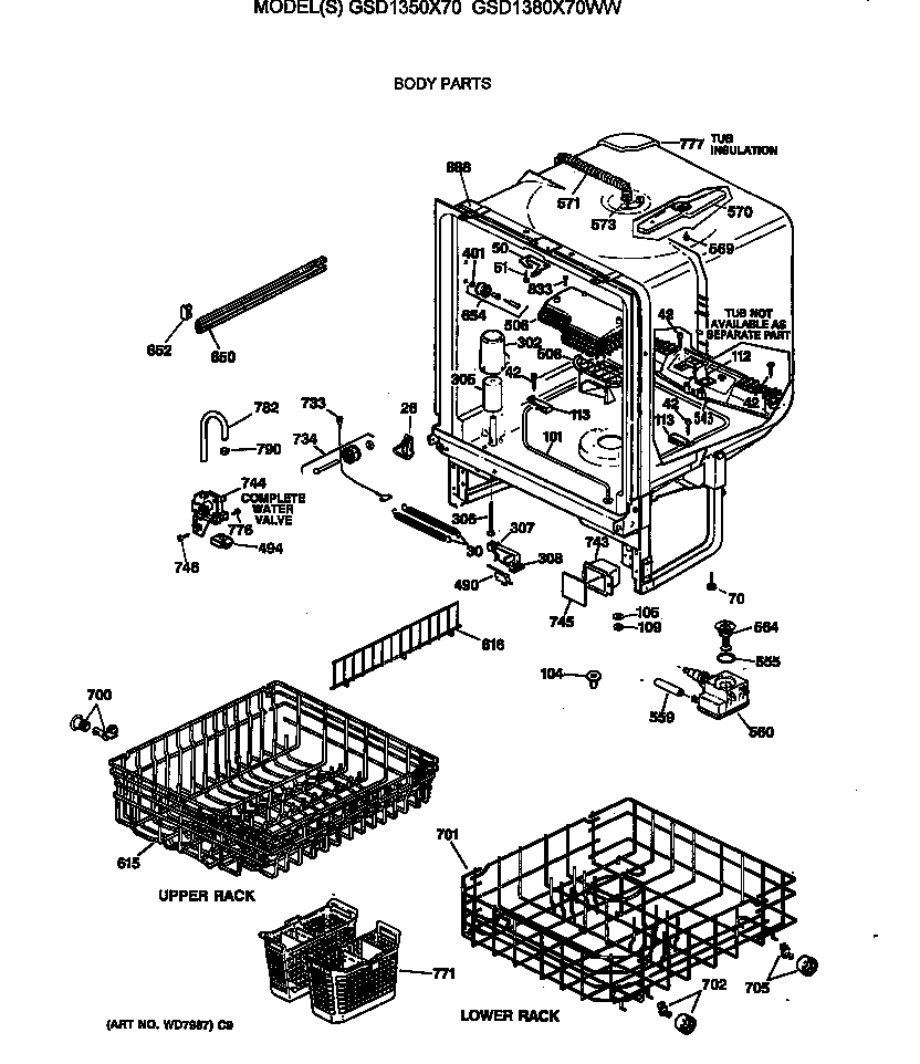GE GSD1350X70 body parts diagram