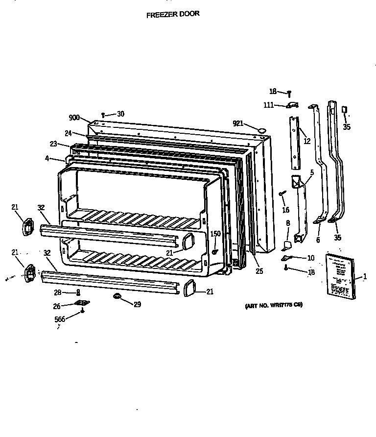 GE TBX18MAXJRWW freezer door diagram