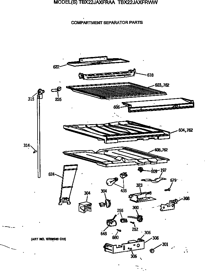 GE TBX22JAXFRWW compartment separator parts diagram