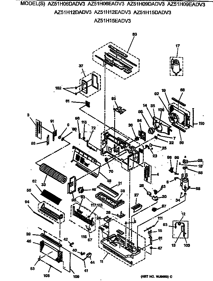 GE AZ51H06EADV3 blower assembly diagram