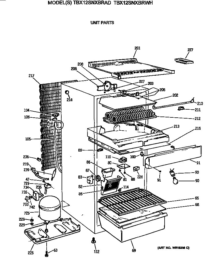 GE TBX12SNXBRWH unit parts diagram